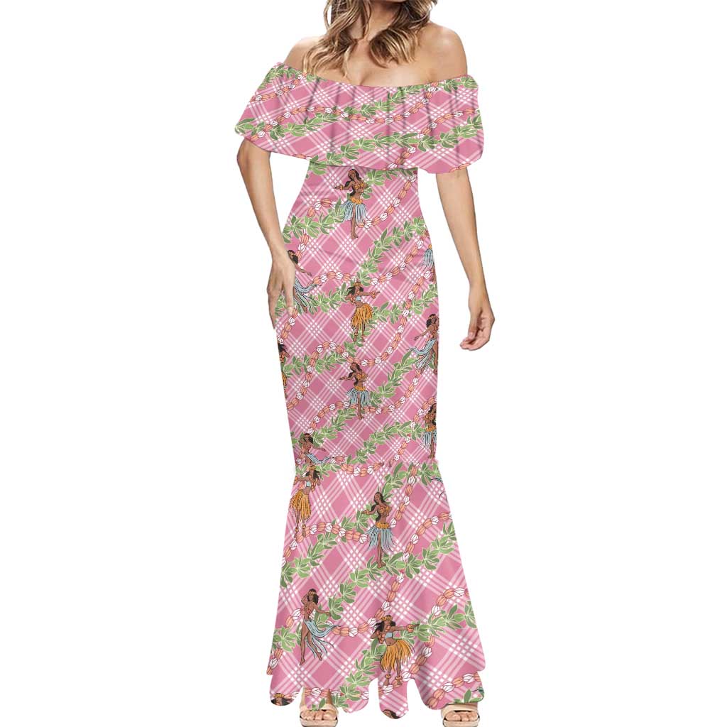 Lokelani Pink Palaka Hula Girls Seamless Hawaii Aloha Mermaid Dress - Polynesian Pride
