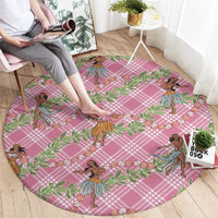 Lokelani Pink Palaka Hula Girls Seamless Hawaii Aloha Round Carpet LT7 - Polynesian Pride