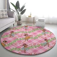 Lokelani Pink Palaka Hula Girls Seamless Hawaii Aloha Round Carpet LT7 - Polynesian Pride