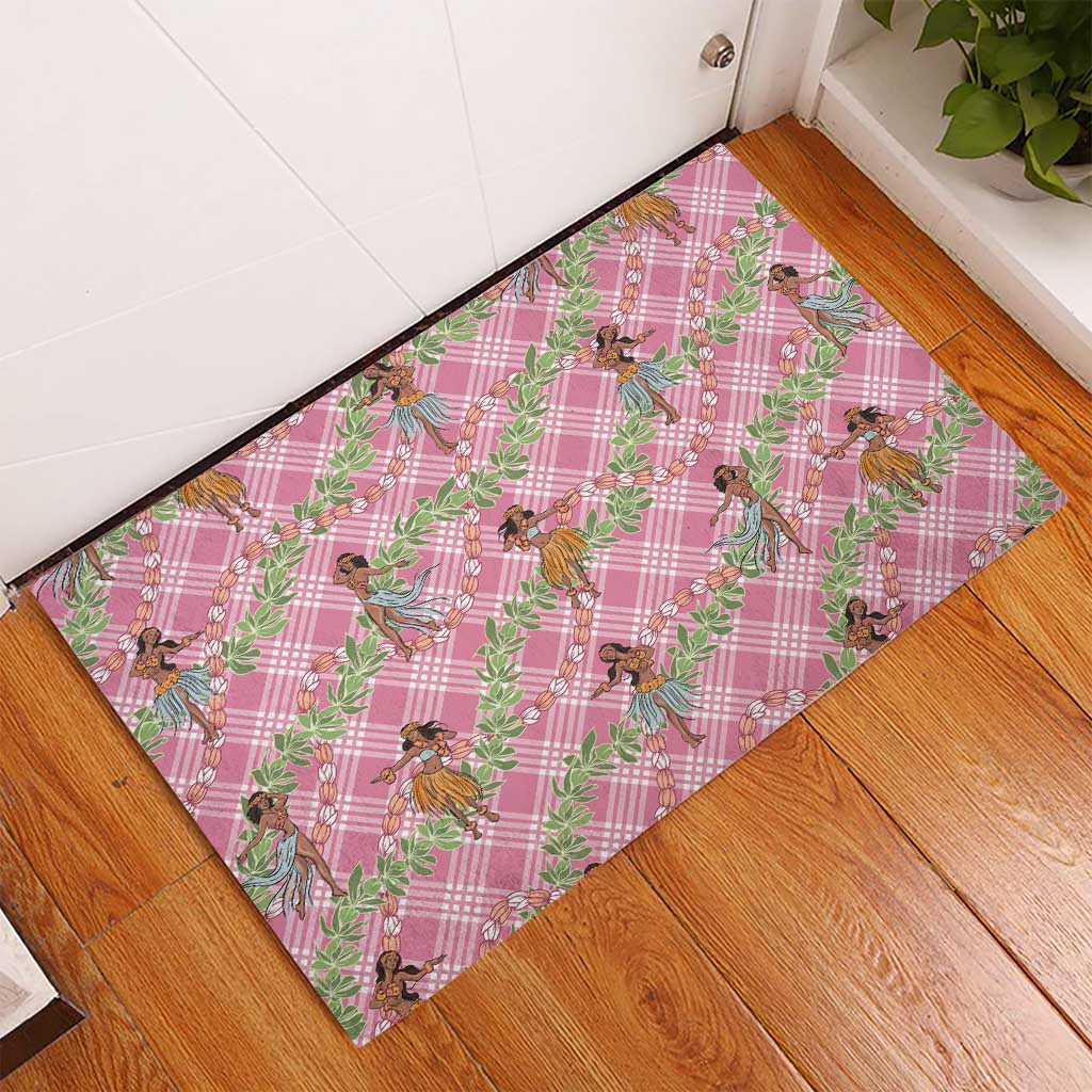 Lokelani Pink Palaka Hula Girls Seamless Hawaii Aloha Rubber Doormat LT7 - Polynesian Pride