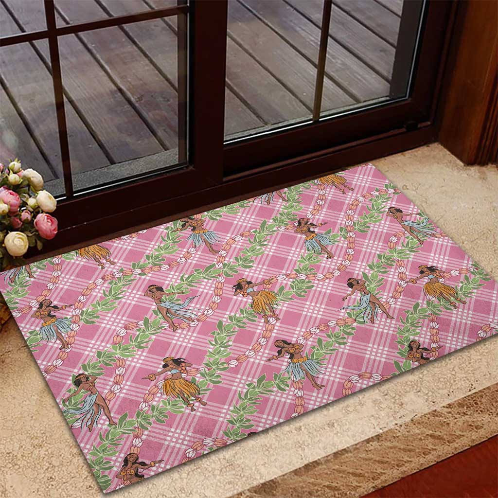 Lokelani Pink Palaka Hula Girls Seamless Hawaii Aloha Rubber Doormat LT7 - Polynesian Pride