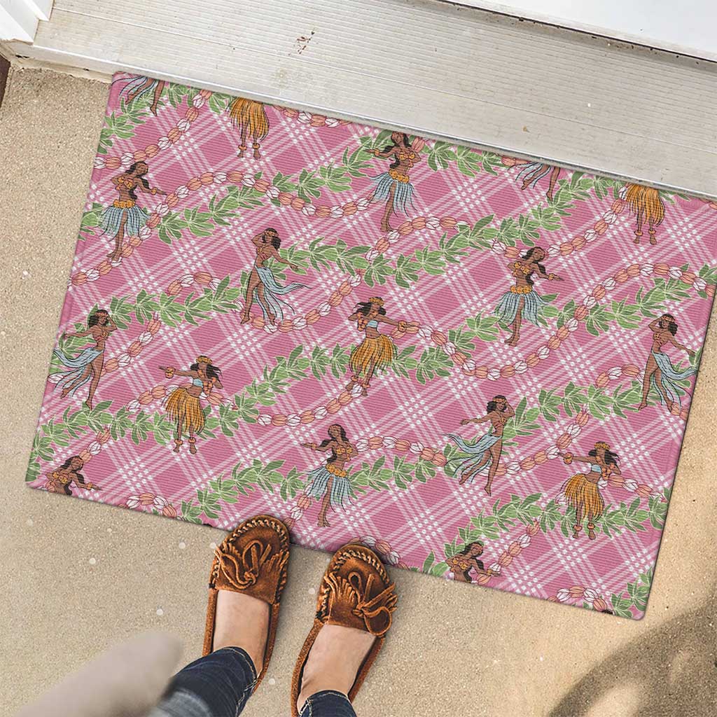 Lokelani Pink Palaka Hula Girls Seamless Hawaii Aloha Rubber Doormat LT7 - Polynesian Pride