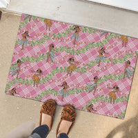 Lokelani Pink Palaka Hula Girls Seamless Hawaii Aloha Rubber Doormat LT7 - Polynesian Pride