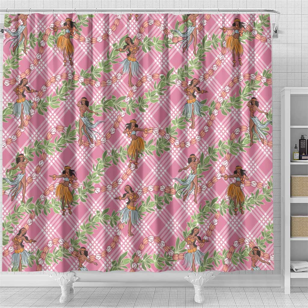 Lokelani Pink Palaka Hula Girls Seamless Hawaii Aloha Shower Curtain - Polynesian Pride