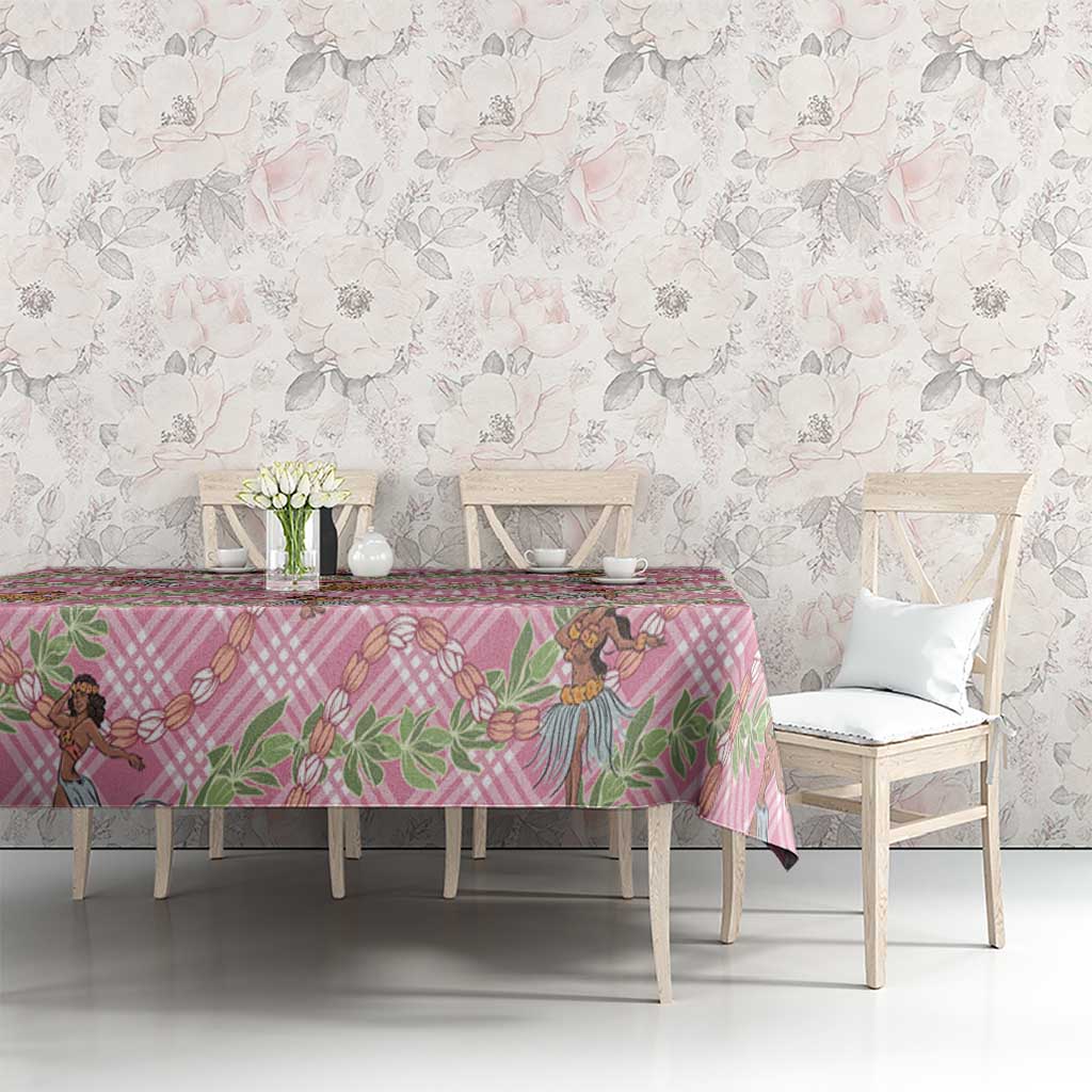 Lokelani Pink Palaka Hula Girls Seamless Hawaii Aloha Tablecloth - Polynesian Pride