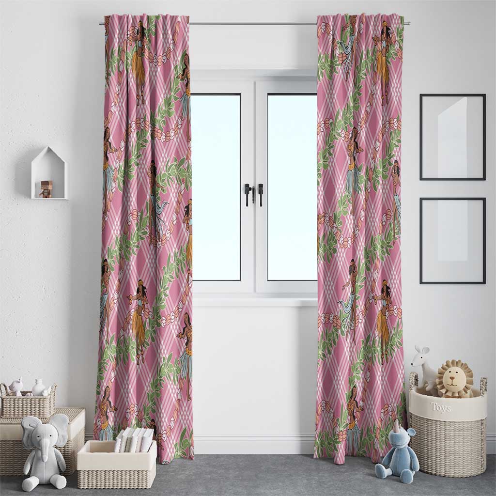 Lokelani Pink Palaka Hula Girls Seamless Hawaii Aloha Window Curtain - Polynesian Pride