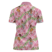 Lokelani Pink Palaka Hula Girls Seamless Hawaii Aloha Women Polo Shirt - Polynesian Pride
