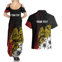 Personalized Papua New Guinea 50th Independence Anniversary Couples Matching Summer Maxi Dress and Hawaiian Shirt Oro Tapa Mix Plumeria LT7 - Polynesian Pride