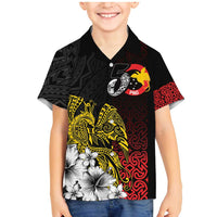 Personalized Papua New Guinea 50th Independence Anniversary Family Matching Mermaid Dress and Hawaiian Shirt Oro Tapa Mix Plumeria LT7 Son's Shirt Black - Polynesian Pride