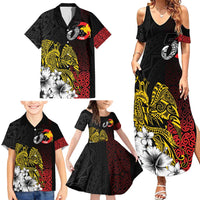 Personalized Papua New Guinea 50th Independence Anniversary Family Matching Summer Maxi Dress and Hawaiian Shirt Oro Tapa Mix Plumeria LT7 - Polynesian Pride