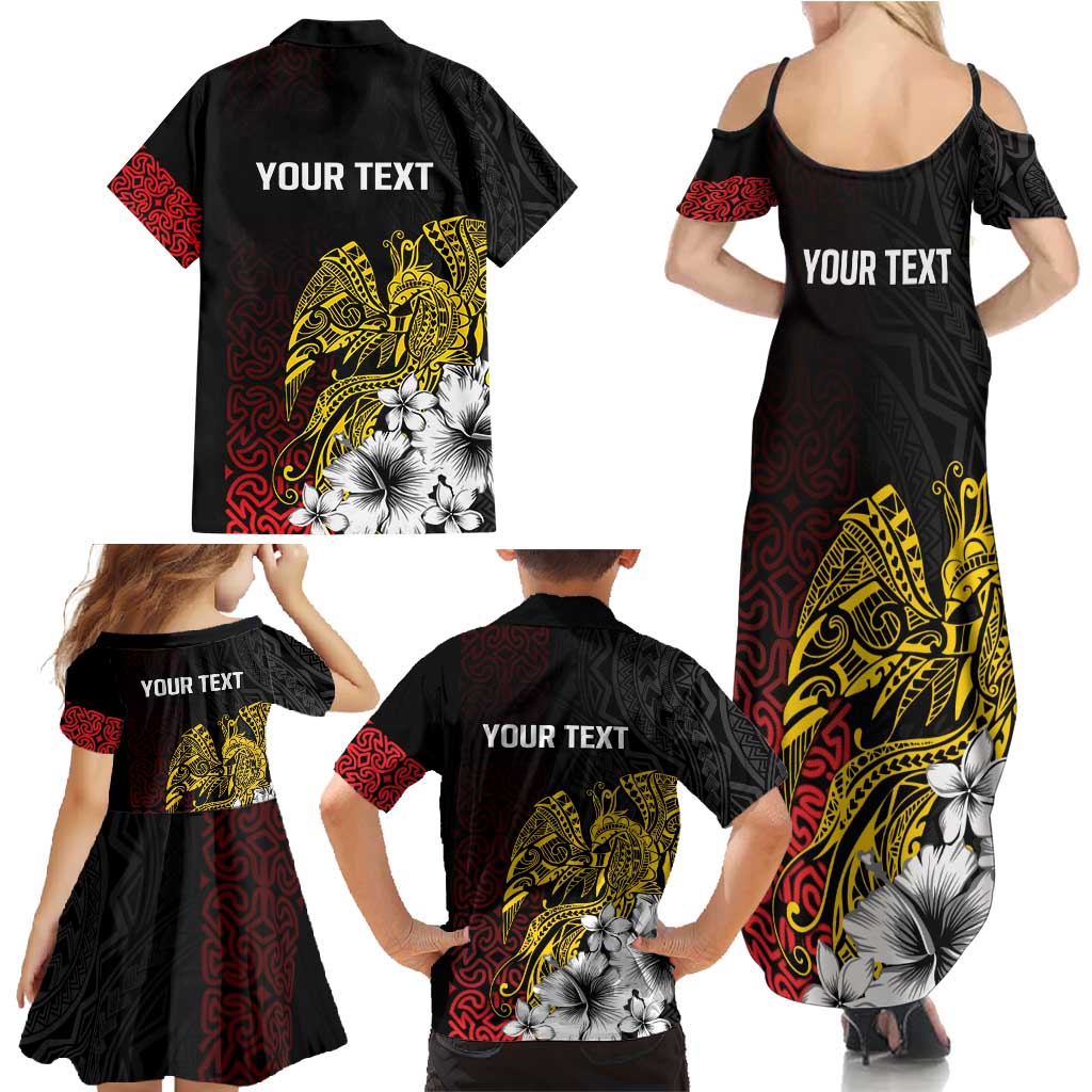 Personalized Papua New Guinea 50th Independence Anniversary Family Matching Summer Maxi Dress and Hawaiian Shirt Oro Tapa Mix Plumeria LT7 - Polynesian Pride