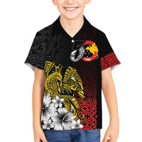 Personalized Papua New Guinea 50th Independence Anniversary Kid Hawaiian Shirt Oro Tapa Mix Plumeria