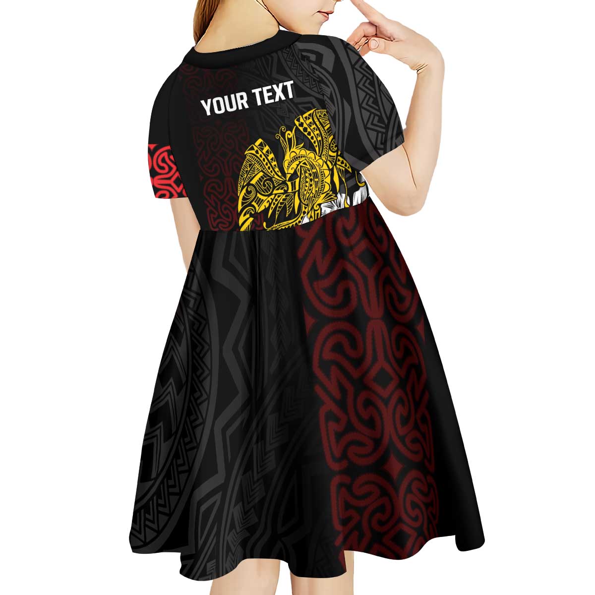 Personalized Papua New Guinea 50th Independence Anniversary Kid Short Sleeve Dress Oro Tapa Mix Plumeria
