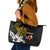 Personalized Papua New Guinea 50th Independence Anniversary Leather Tote Bag Oro Tapa Mix Plumeria
