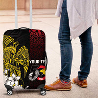 Personalized Papua New Guinea 50th Independence Anniversary Luggage Cover Oro Tapa Mix Plumeria