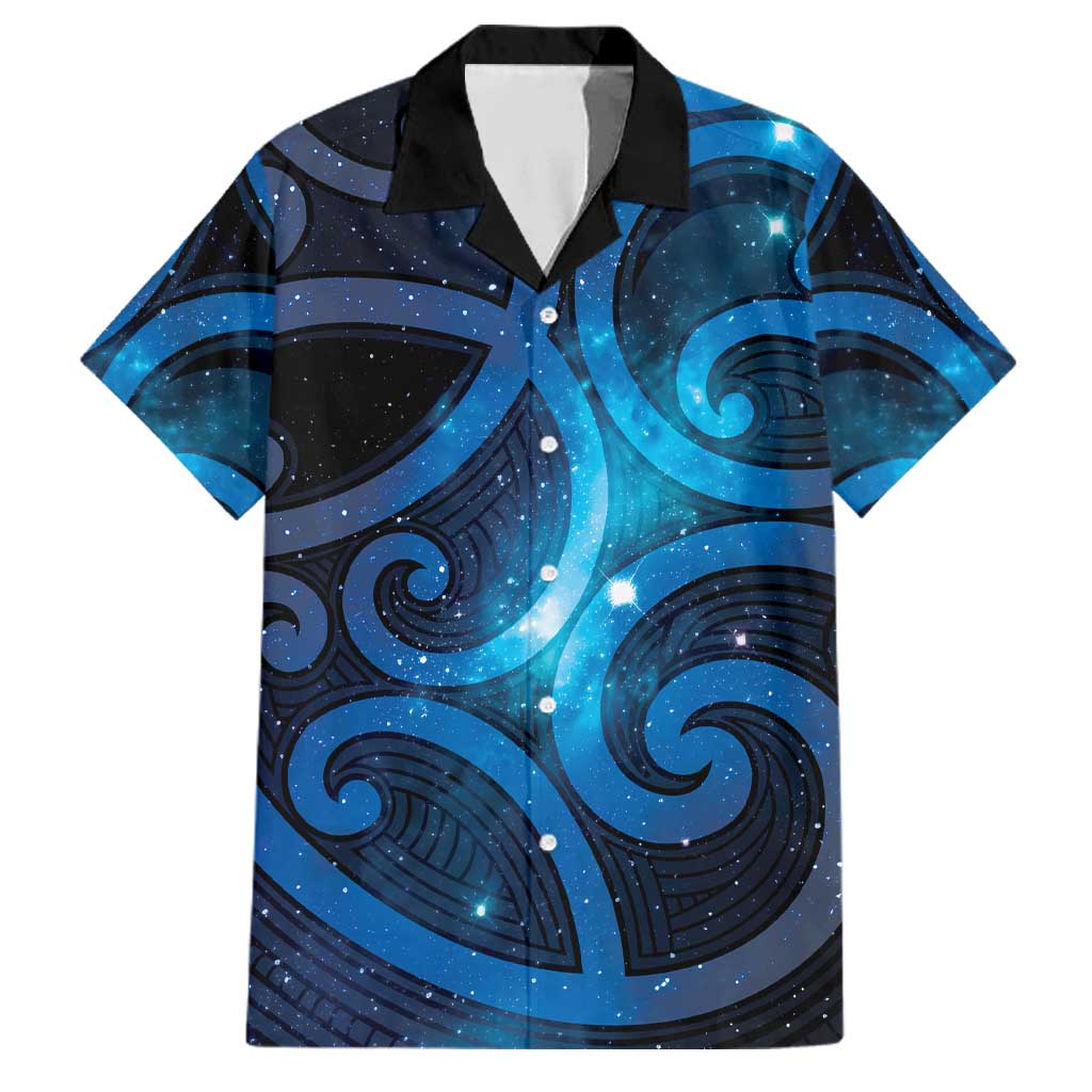 New Zealand Maori Matariki Family Matching Short Sleeve Bodycon Dress and Hawaiian Shirt Galaxy Kowhaiwhai LT7 Dad's Shirt - Short Sleeve Galaxy - Polynesian Pride