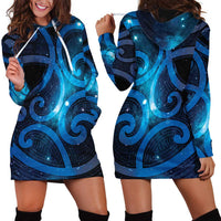 New Zealand Maori Matariki Hoodie Dress Galaxy Kowhaiwhai