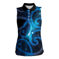 New Zealand Maori Matariki Women Sleeveless Polo Shirt Galaxy Kowhaiwhai LT7 Female Galaxy - Polynesian Pride