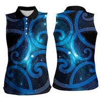 New Zealand Maori Matariki Women Sleeveless Polo Shirt Galaxy Kowhaiwhai LT7 - Polynesian Pride