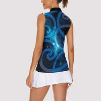 New Zealand Maori Matariki Women Sleeveless Polo Shirt Galaxy Kowhaiwhai LT7 - Polynesian Pride