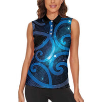 New Zealand Maori Matariki Women Sleeveless Polo Shirt Galaxy Kowhaiwhai LT7 - Polynesian Pride