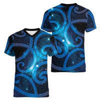 New Zealand Maori Matariki Women V-Neck T-Shirt Galaxy Kowhaiwhai LT7 - Polynesian Pride