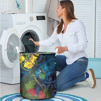 Tui Bird New Zealand Starry Sky Laundry Basket Maori Koru