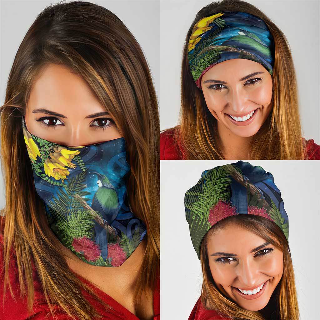 Tui Bird New Zealand Starry Sky Neck Gaiter Maori Koru
