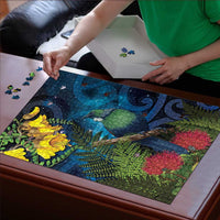 Tui Bird New Zealand Starry Sky Puzzle Maori Koru