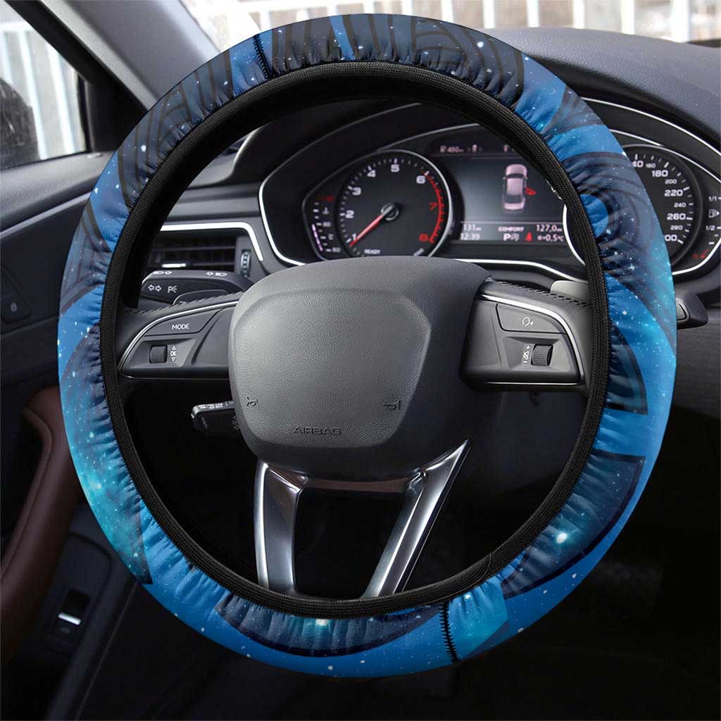 Tui Bird New Zealand Starry Sky Steering Wheel Cover Maori Koru