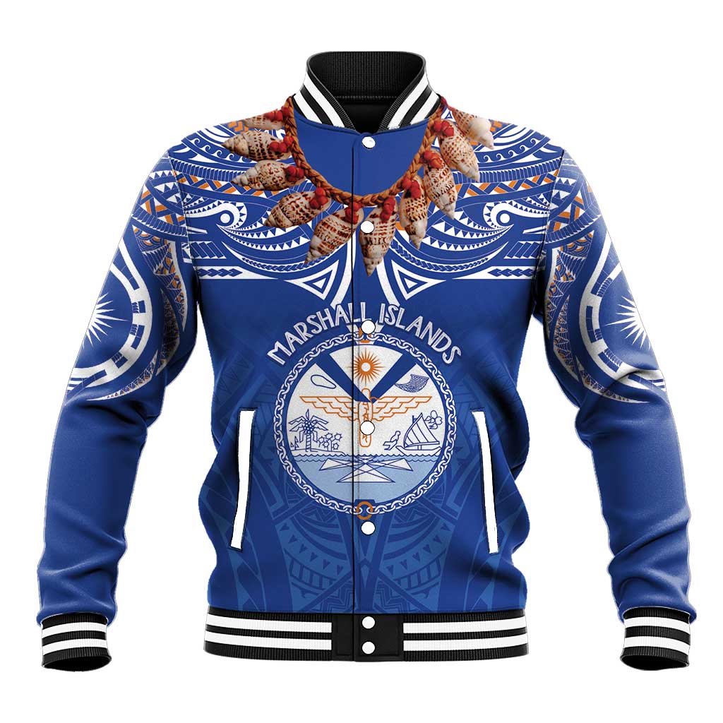 Yokwe Marshall Islands Personalized Baseball Jacket Jemenei Day - Seashell Necklace