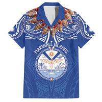 Yokwe Marshall Islands Personalized Family Matching Long Sleeve Bodycon Dress and Hawaiian Shirt Jemenei Day - Seashell Necklace LT7 Dad's Shirt - Short Sleeve Blue - Polynesian Pride