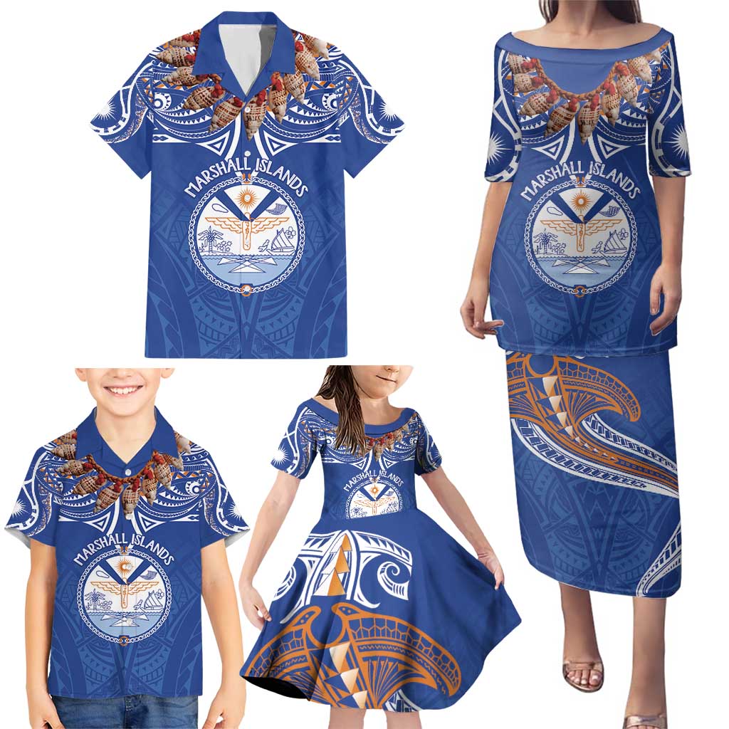 Yokwe Marshall Islands Personalized Family Matching Puletasi and Hawaiian Shirt Jemenei Day - Seashell Necklace