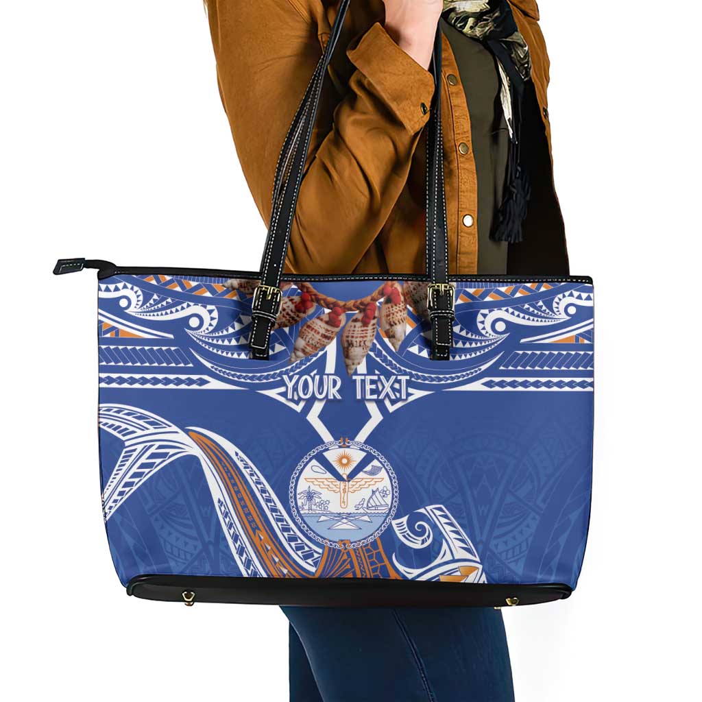 Yokwe Marshall Islands Personalized Leather Tote Bag Jemenei Day - Seashell Necklace