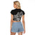 Polynesia Raglan Cropped T Shirt Plumeria Black Curves LT7 - Polynesian Pride