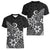 Polynesia Women V Neck T Shirt Plumeria Black Curves LT7 - Polynesian Pride