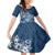 Hawaii Family Matching Outfits Polynesia Off Shoulder Long Sleeve Dress And Shirt Family Set Clothes Plumeria Navy Curves LT7