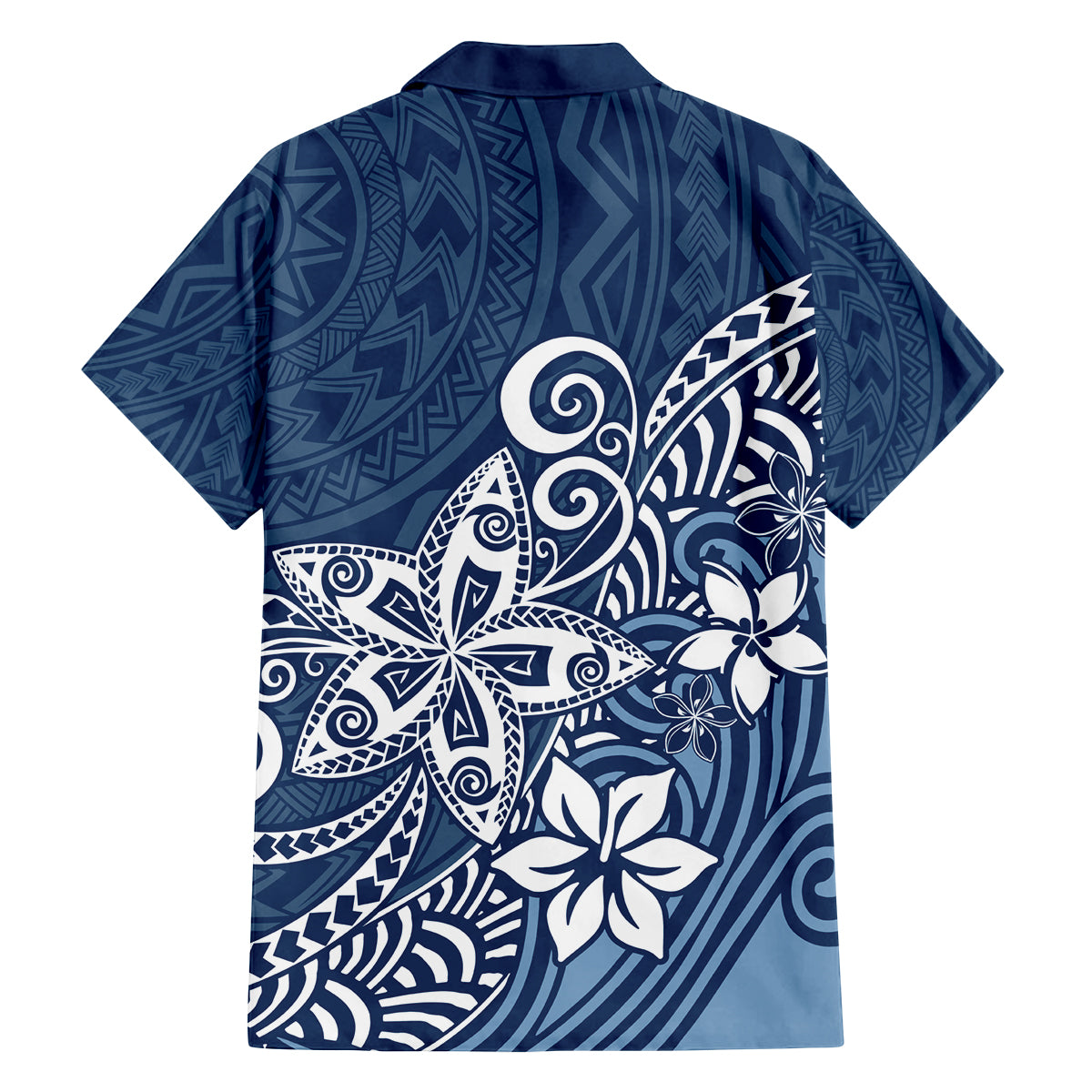 Hawaii Family Matching Outfits Polynesia Off Shoulder Maxi Dress And Shirt Family Set Clothes Plumeria Navy Curves LT7 - Polynesian Pride