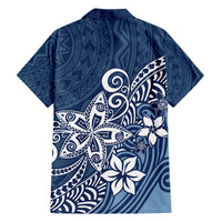 Hawaii Family Matching Outfits - Polynesia Summer Maxi Dress and Shirt Plumeria Navy Curves LT7 - Polynesian Pride