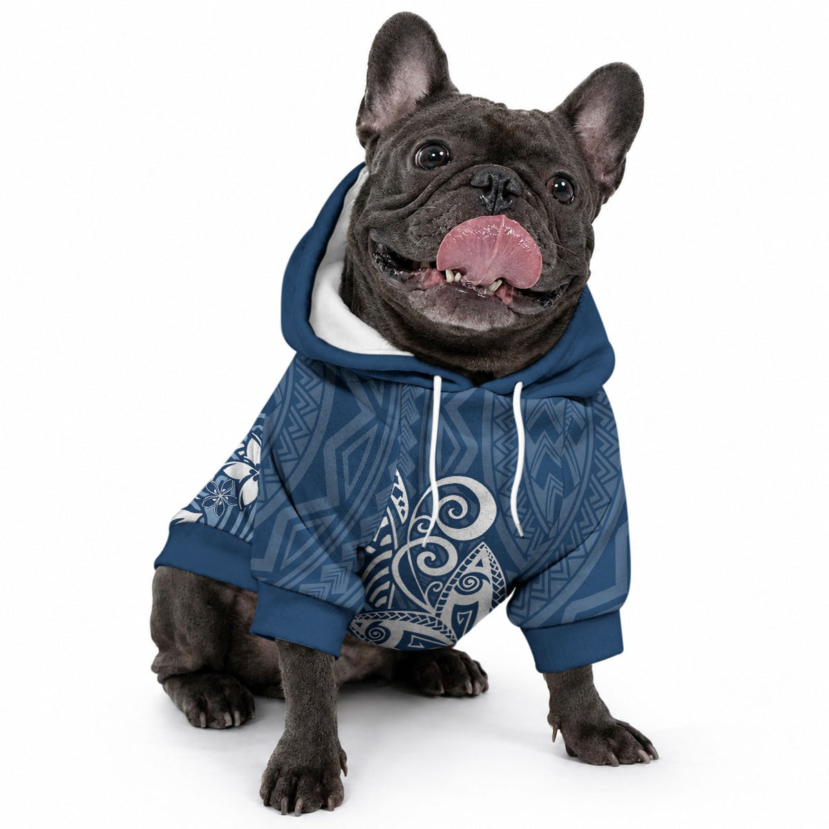 Polynesia Pet Hoodie Plumeria Blue Curves LT7 - Polynesian Pride