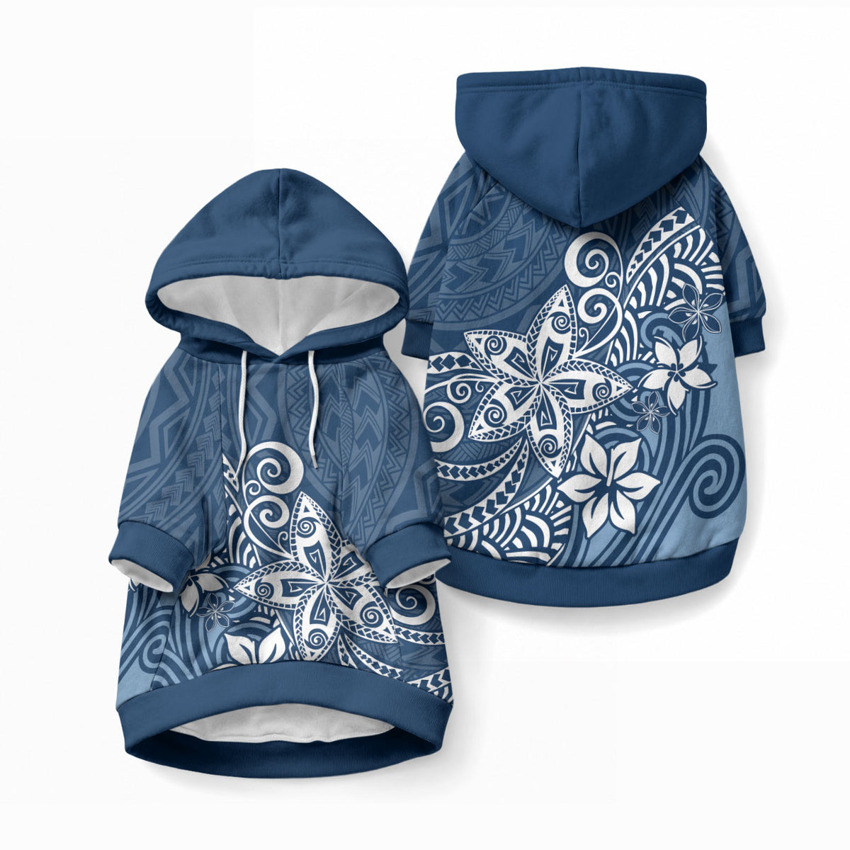 Polynesia Pet Hoodie Plumeria Blue Curves LT7 Pullover Blue - Polynesian Pride