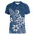 Polynesia Women V Neck T Shirt Plumeria Blue Curves LT7 Female Blue - Polynesian Pride