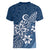 Polynesia Women V Neck T Shirt Plumeria Blue Curves LT7 - Polynesian Pride