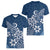 Polynesia Women V Neck T Shirt Plumeria Blue Curves LT7 - Polynesian Pride