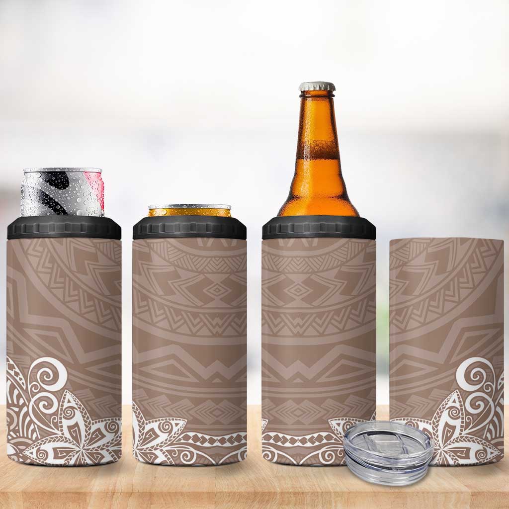 Hawaii 4 in 1 Can Cooler Tumbler Plumeria Beige Curves