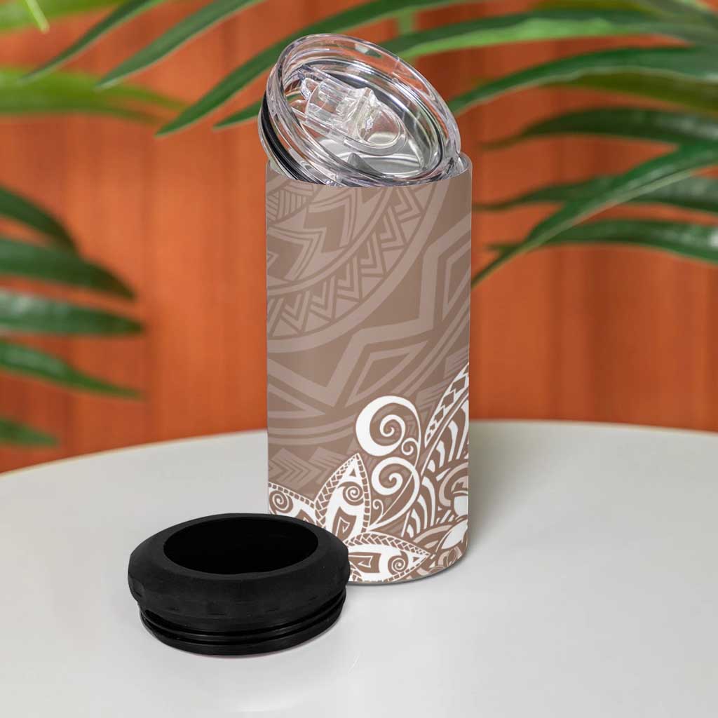 Hawaii 4 in 1 Can Cooler Tumbler Plumeria Beige Curves