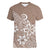 Polynesia Women V Neck T Shirt Plumeria Beige Curves LT7 Female Beige - Polynesian Pride