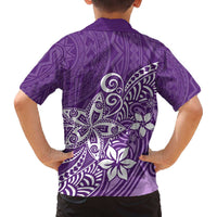 Hawaii Family Matching Outfits Polynesia Off Shoulder Long Sleeve Dress And Shirt Family Set Clothes Plumeria Purple Curves LT7 - Polynesian Pride