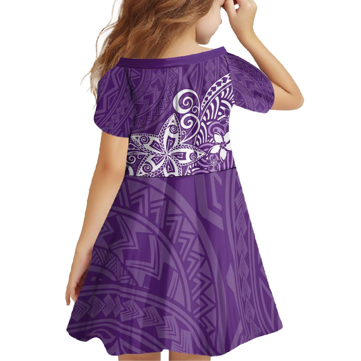 Hawaii Family Matching Outfits Polynesia Off Shoulder Long Sleeve Dress And Shirt Family Set Clothes Plumeria Purple Curves LT7 - Polynesian Pride