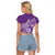 Polynesia Raglan Cropped T Shirt Plumeria Purple Curves LT7 - Polynesian Pride